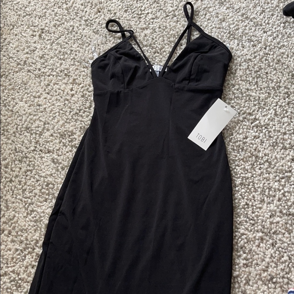 Black bodycon with front strap design TOBI